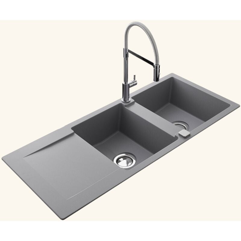 Vier granit gris Luisina epure 2 bacs 1 égouttoir