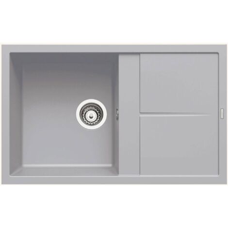 Evier granit gris métal Luisina MAESTOSO 1 bac 1 égouttoir