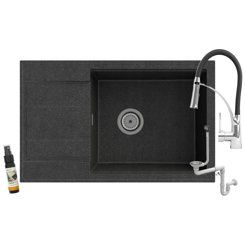 Granitan - vier granit louis avec égouttoir robinet siphon nexo chrome