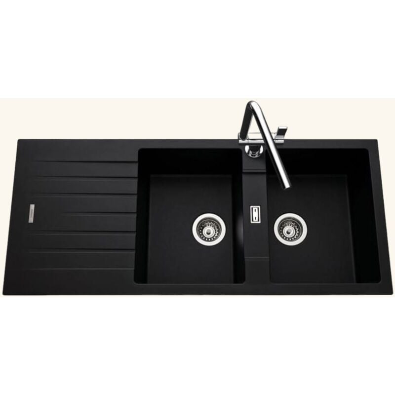 Vier granit noir albey 2 bacs 1 égouttoir