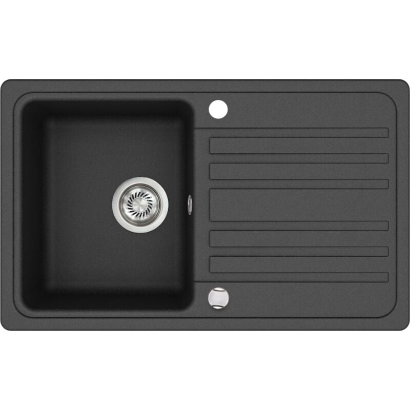 Helika - Evier granit noir notus 1 bac - 1 égouttoir