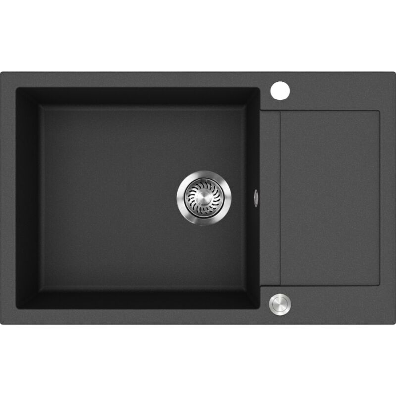 Helika - Evier granit noir tesis 1 grand bac - 1 petit égouttoir