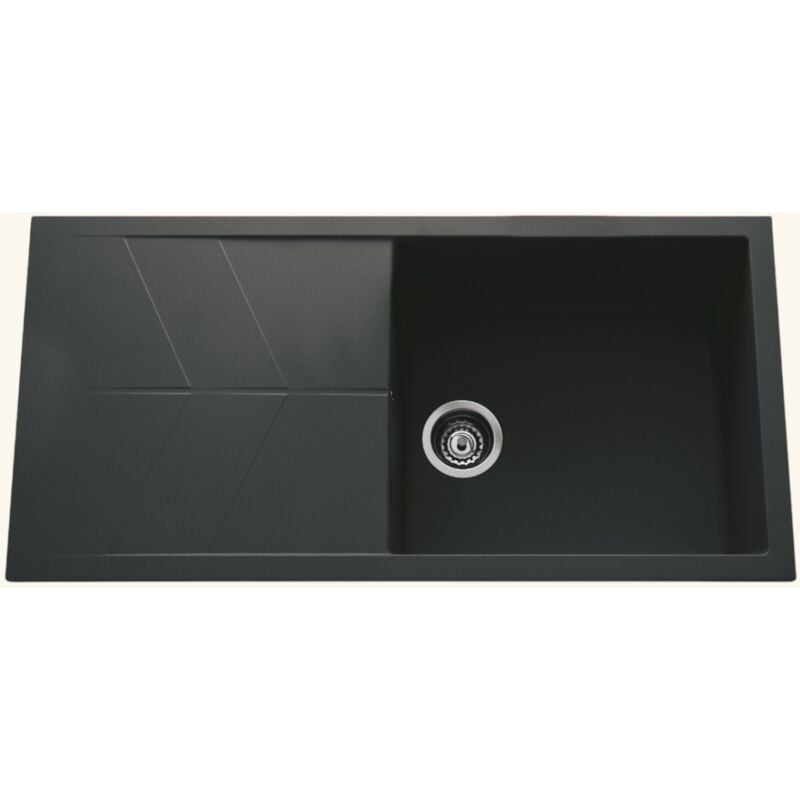 EWI - vier granit noir nova 1 grand bac 1 égouttoir - vidage manuel