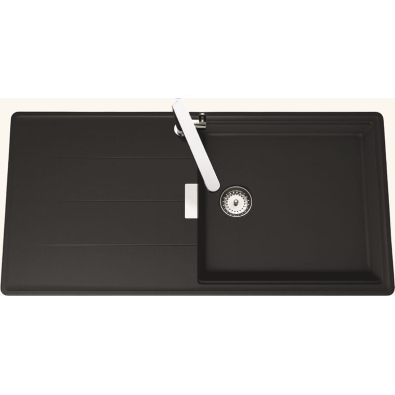 Évier granit noir intense Luisina TEATRO 1 grand bac 1 égouttoir