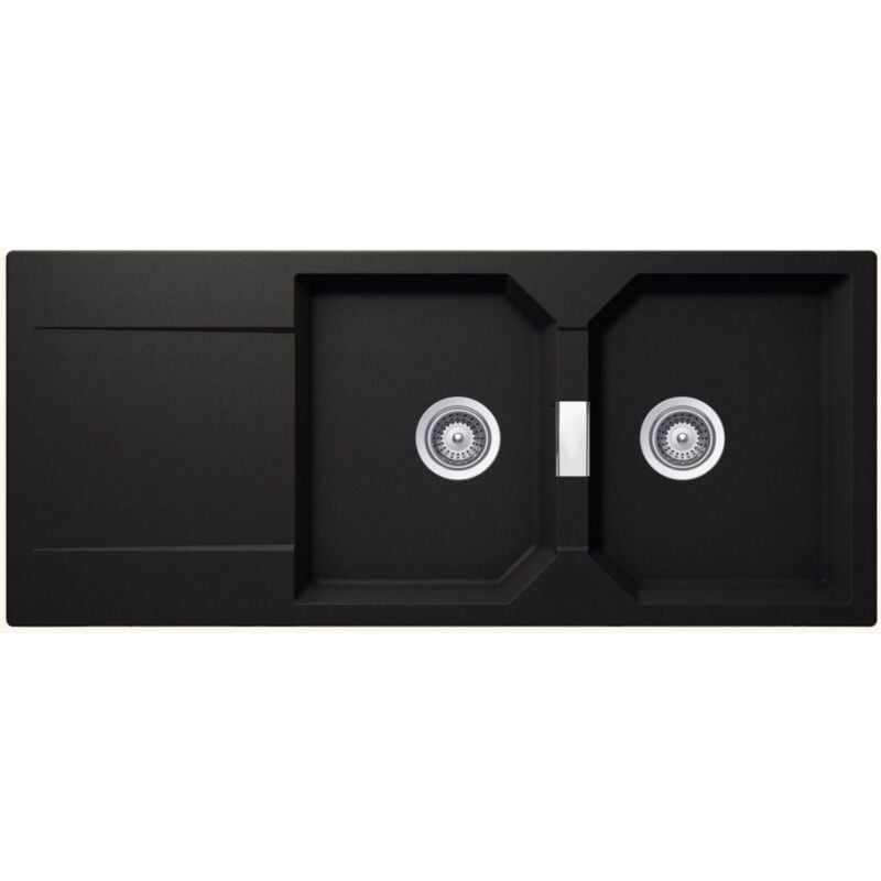 Vier granit noir Schock manhattan 2 bacs 1 égouttoir