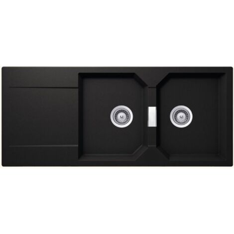 Évier granit noir Schock MANHATTAN 2 bacs 1 égouttoir