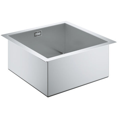 Evier inox 1 bac 464x464mm – Montage à fleur de plan – Inox AISI 304 – Système de fixation rapide GROHE QuickFix – Surface satinée