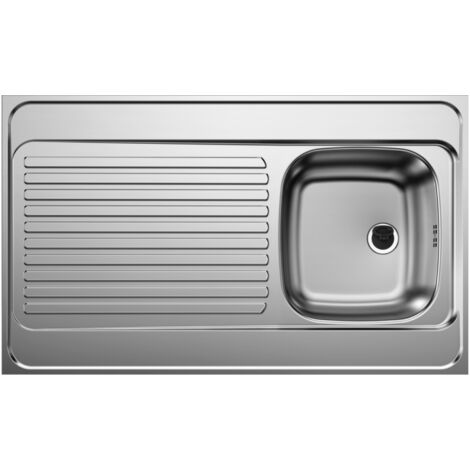 Evier Inox 18/10 à poser 100x60CM 1 cuve et 1 égouttoir avec vidage BLANCO FRANCE 510503+222458+137158