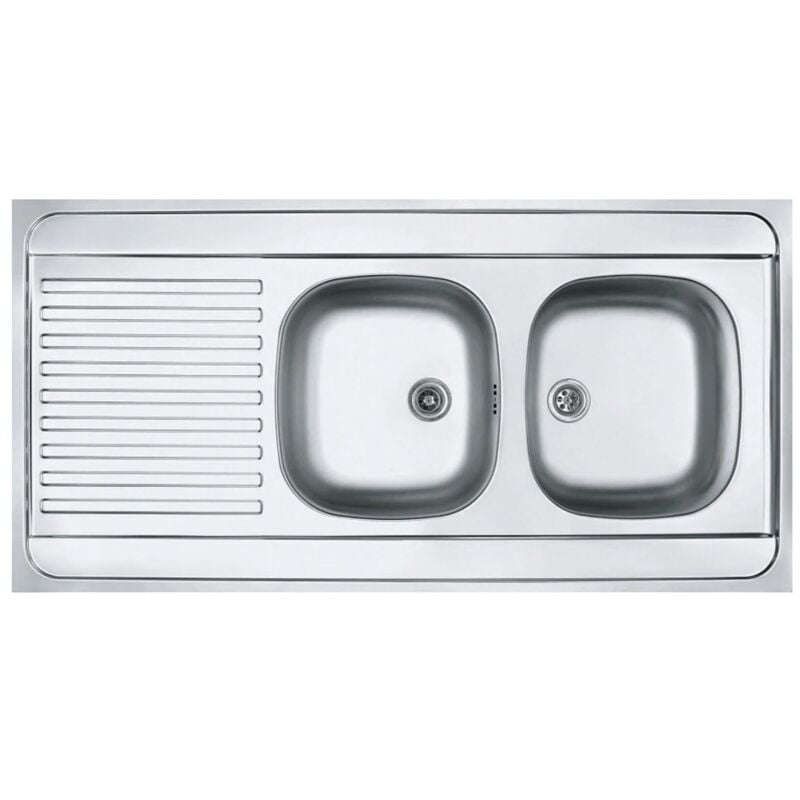 Evier inox 18/10 à poser réversible Man 721 - 2 cuves + 1 égouttoir - sans vidage - 120x60cm Franke