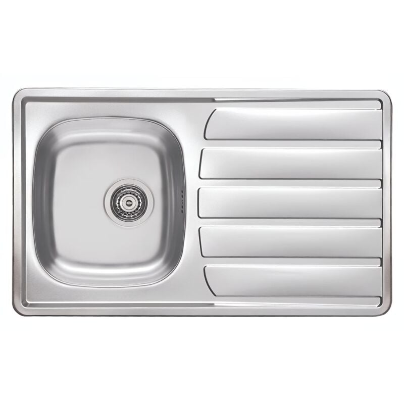 Evier Inox à Encastrer 18/10 Réversible 1Bac + 1 Egouttoir 86X50cm Moderna