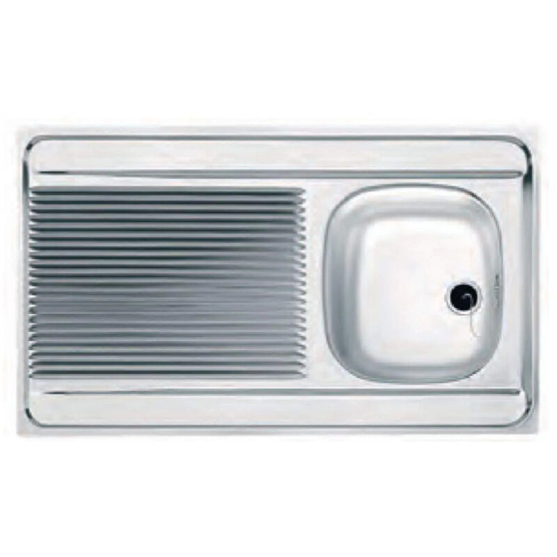 Evier inox à poser, 100x60 cm, 1 cuve, 1 égouttoir