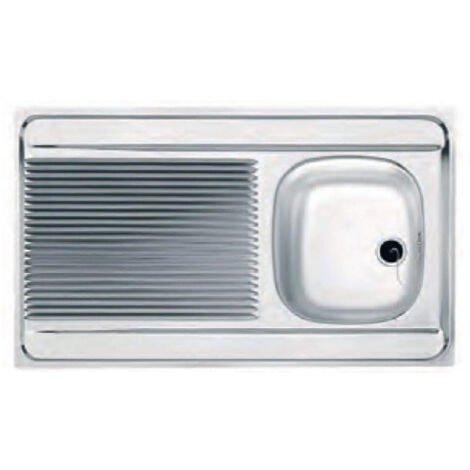 Evier inox à poser, 100x60 cm, 1 cuve, 1 égouttoir