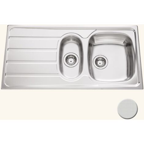 Évier inox encastrable 100x50 cm – 1 bac 1/2 réversible – Bonde et siphon inclus – Pour meuble sous évier 60 cm minimum – Luisina