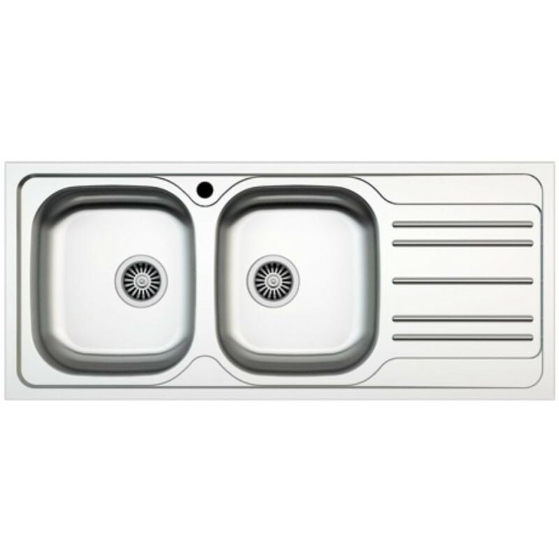 Samet - Evier inox encastrable 116x50 cm avec deux cuves et égouttoir à droite - MP1162DX