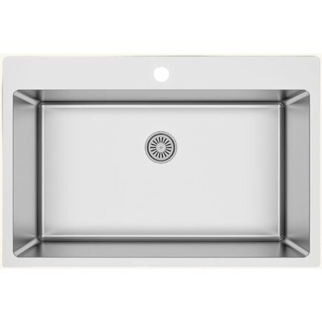 CUISISSIMO Evier inox lisse KEZIA 1 grand bac sans égouttoir