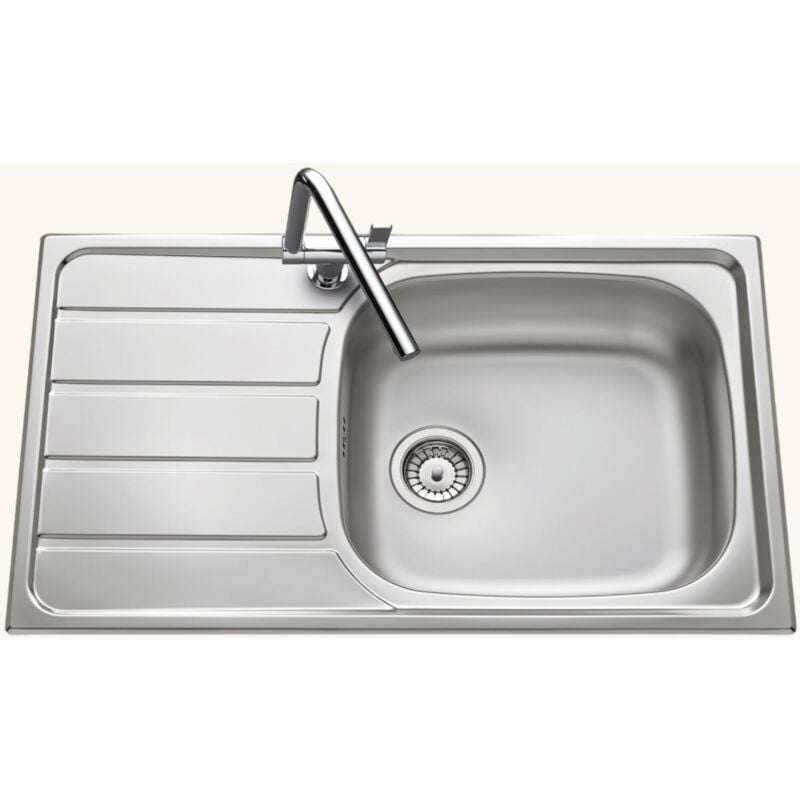 Luisina - vier inox lisse rock 1 grand bac 1 petit égouttoir