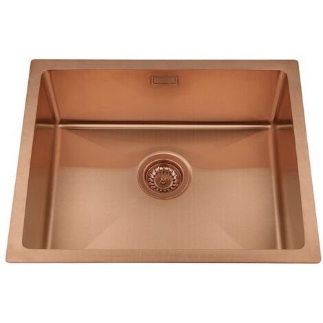 Évier inox PVD cuivre brillant Luisina TRIO 1 bac 550x450