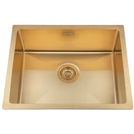 Évier inox PVD doré Luisina TRIO 1 bac 550x450