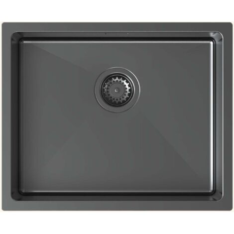 Évier inox PVD gun métal Luisina TRIO 1 bac 550x450