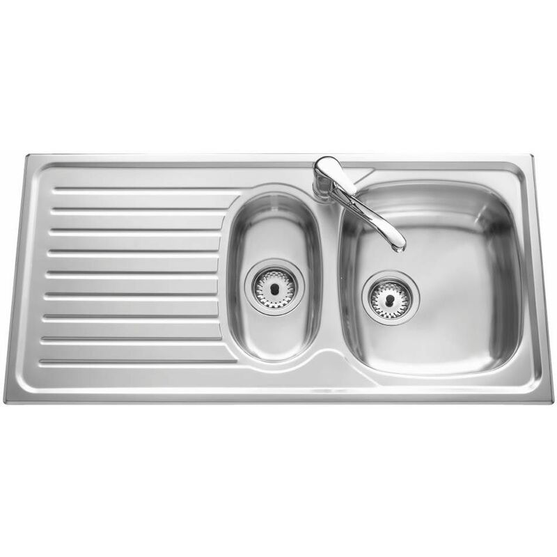 Evier inox Siros avec vide sauce Inox lisse