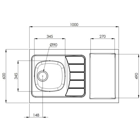 Évier Inox 1 Cuve + Egouttoir Droite 120x60cm - Pour Restaurant Cuisine Pro