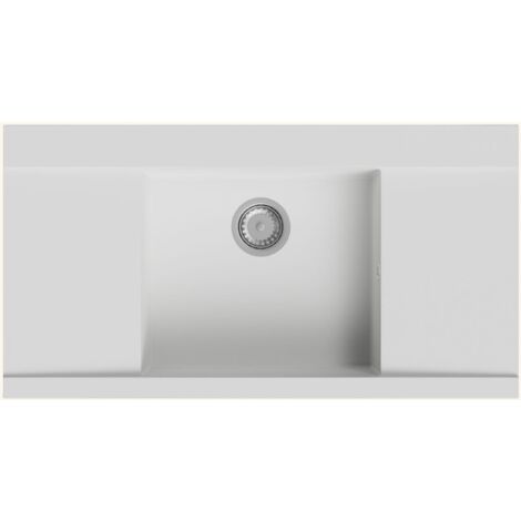 Évier Kümbad MYLO granit blanc 1 bac 2 égouttoirs