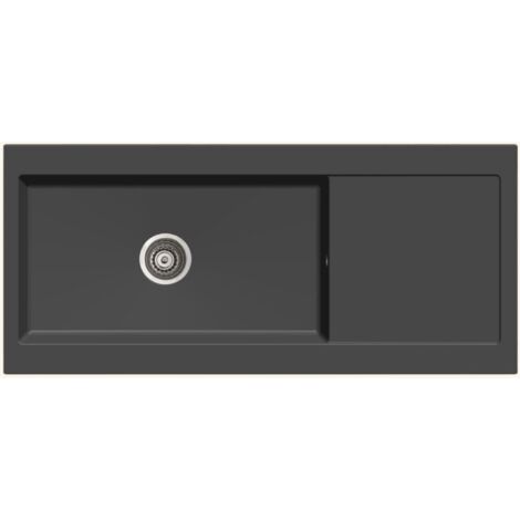 CUISISSIMO Évier Kümbad YUNA granit noir 1 très grand bac 1 égouttoir