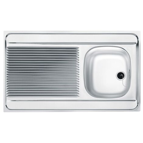Evier Man à poser - 1 cuve 1 égouttoir 80 x 60 - Inox lisse Franke