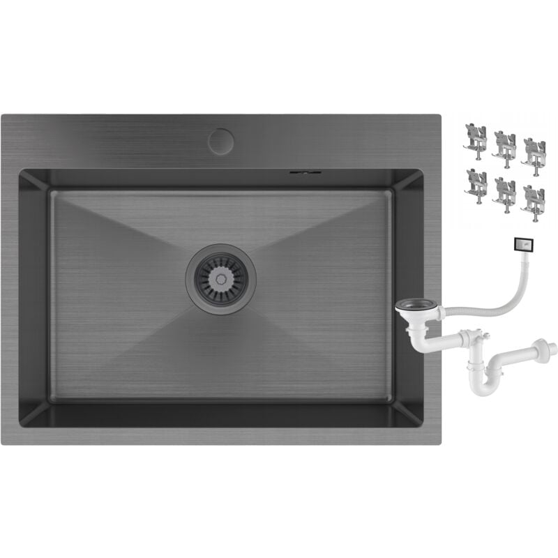 Evier monocuve en acier noir classique pour cuisine bari60 85111889