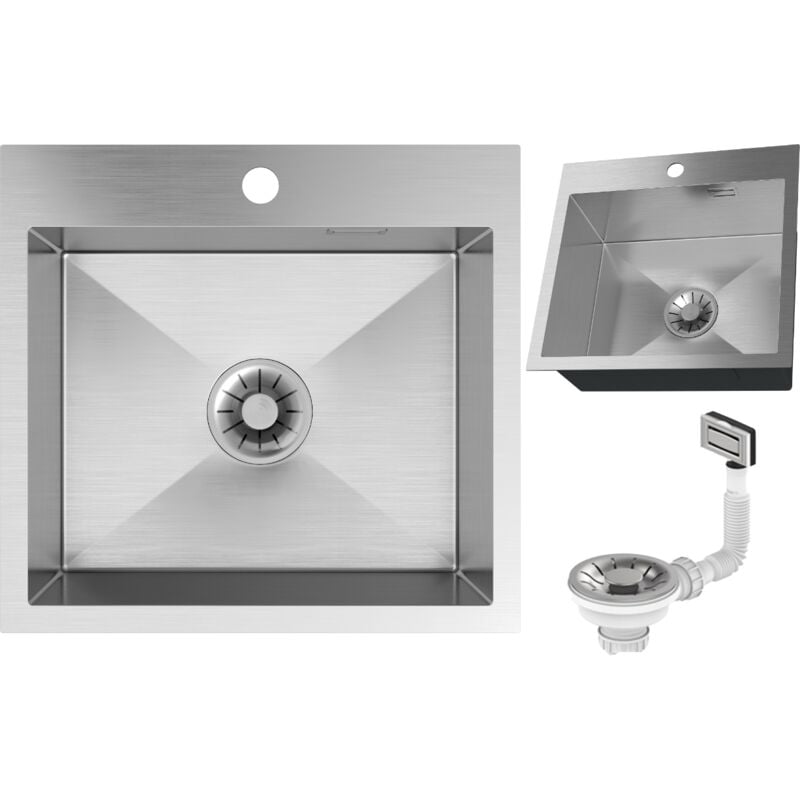 Evier monocuve en acier SILVO48 évier de cuisine inox siphon LUX