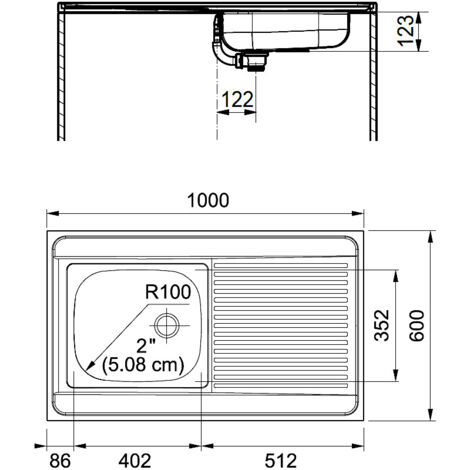 Evier Inox à poser 1 bac et 1 égoutoir
