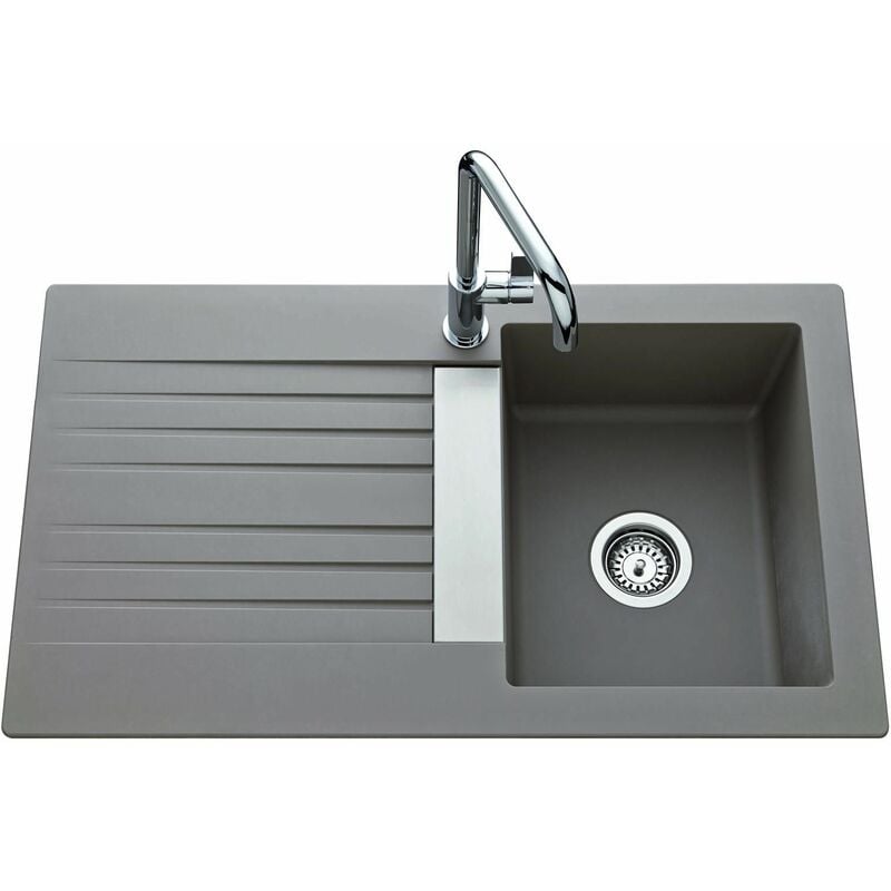 Aquatop - vier en Naturalite à encastrer, 1 bac, 1 égouttoir - trevise - Couleur: noir