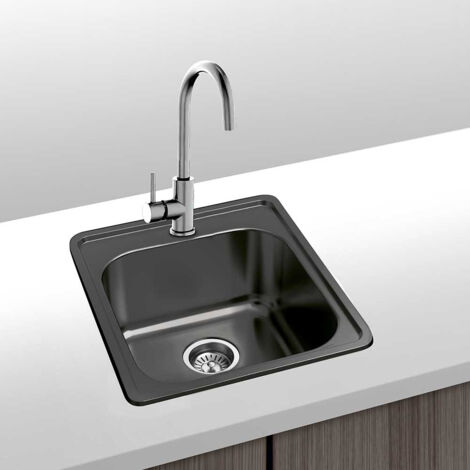 Evier Noir Inox Zurich 38x38 à encastrer : Gresinex