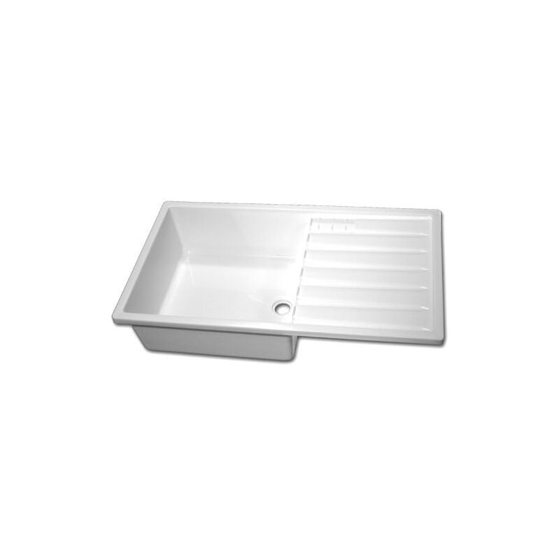 Imline - Evier plastique blanc avec égouttoir pour caravane et camping-car