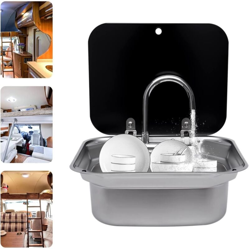 Senderpick - vier pour camping-car, évier de camping, ensemble de lavabos avec robinet et tuyaux pour les petites cuisines de camping-car, les bars,