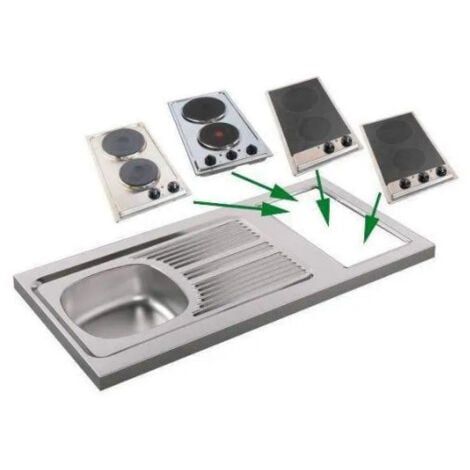 Evier pour kitchenette 100x60cm avec découpe pour Domino (non fourni), réversible.