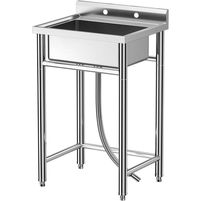 Hoerfuriy - Evier Professionnel Inox Plonge Sur Pied Bloc-1 Bacs De Lavage Rincage,21x21x33 Inch
