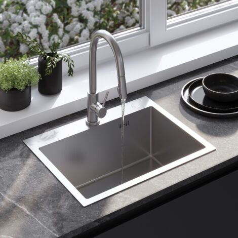 ÉVIER REA LIAM BRUSH NICKEL + ROBINET DE CUISINE FRESH NICKLE