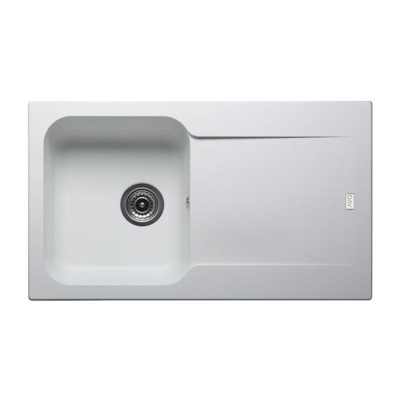 EVIER CUISINE A ENCASTRER 1 BAC + 1 ÉGOUTTOIR + BONDE ET SIPHON 1C1EGT - RÉSINE - BLANC - Nord Inox