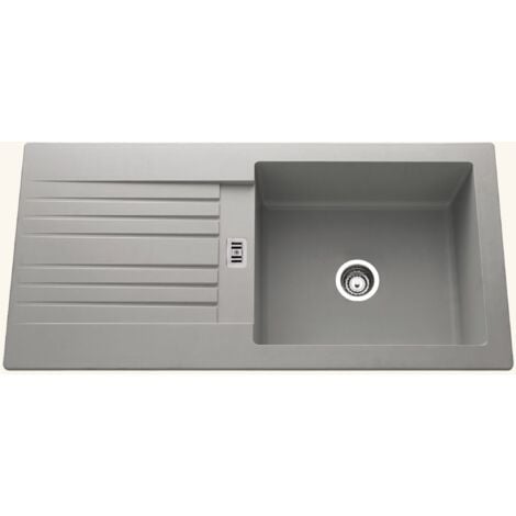 Évier résine gris béton PLUTON 1 grand bac 1 égouttoir