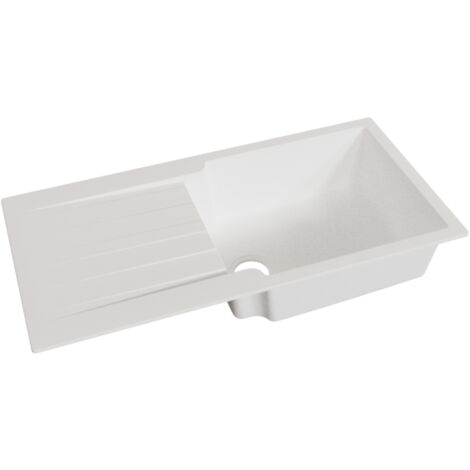 Évier RESIROC avec 1 bac + égouttoir 100cm - Blanc