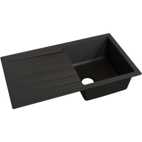 Évier RESIROC avec 1 bac + égouttoir 86cm - Noir