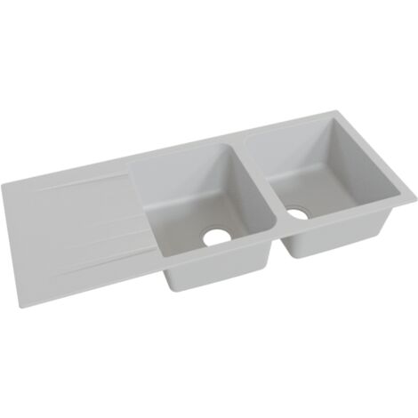 Évier RESIROC avec 2 bacs + égouttoir 116cm - gris