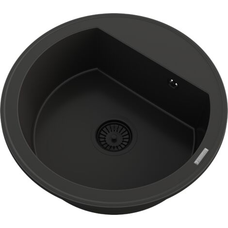 Évier Rond en Granit Granitan Arno 1 Bac avec Siphon et Imprégnateur GraniProtect - Noir 490 mm