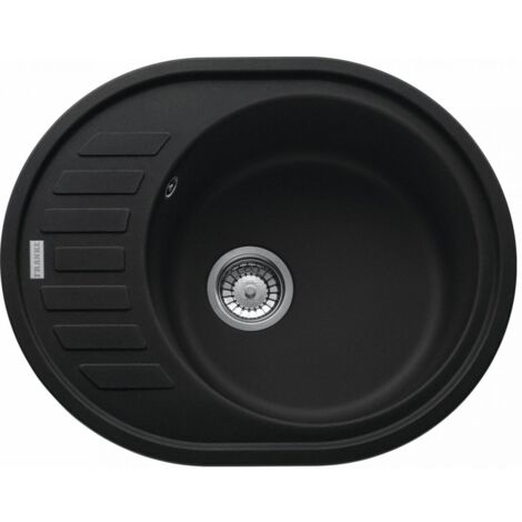 Évier Rotondo Fragranit ROG 611-62 - Noir Mat - Auto - 620 x 500 x 20 mm (sous-meuble 50 cm) - Franke