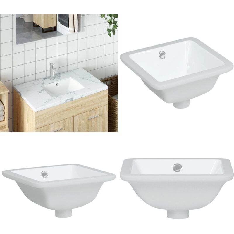Vier salle de bain blanc 30,5x27x14 cm rectangulaire céramique - Évier Salle De Bain - Lavabo Céramique - Lavabo Blanc - Meuble Salle De Bain