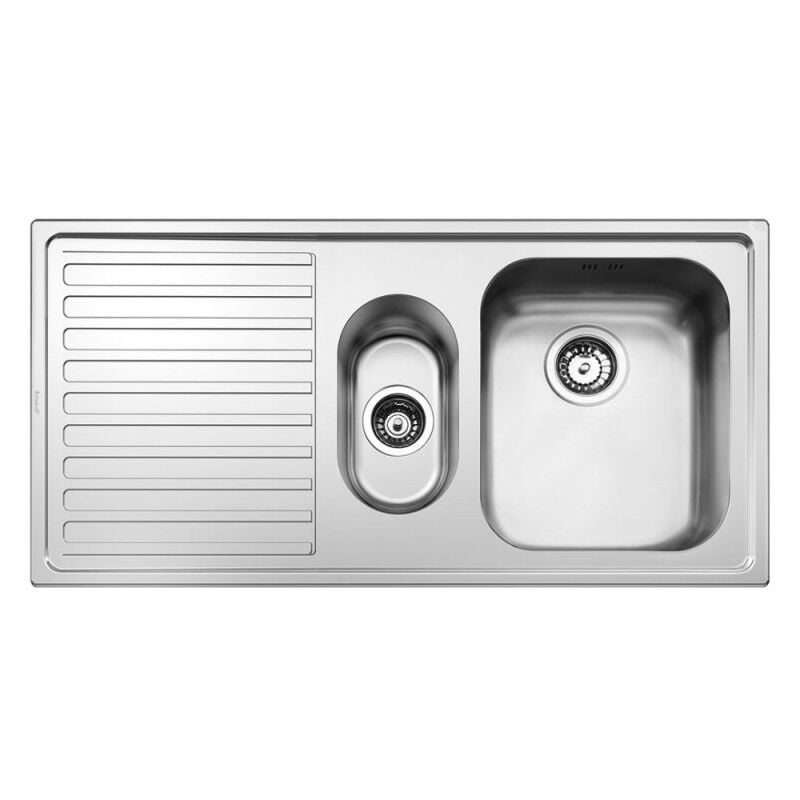 Evier semi-encastré 2 cuves et égouttoir à gauche 100x50 cm Smeg LL102S2