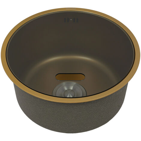 Évier simple, évier pour camping-car, évier rond doré, évier en acier inoxydable Évier de camping, rond, 40 cm, pour camping-car