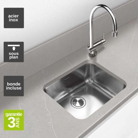 Évier sous-plan 1 Cuve 34x40x18cm R60mm - Acier inox 18/10 -  BM Top FRÉCAN