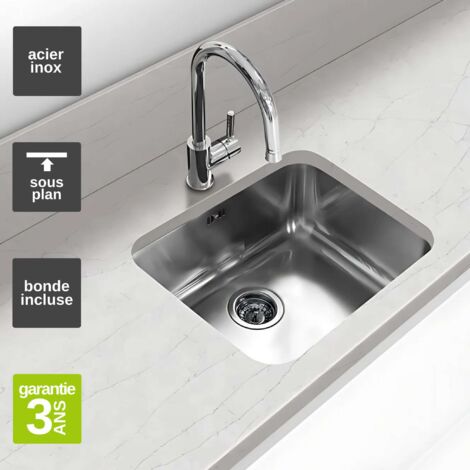 Évier sous-plan 1 Cuve 45x40x18cm R65mm - Acier inox 18/10 -  ONIX FRÉCAN